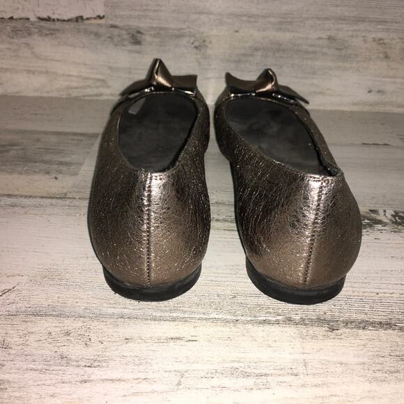 Stuart Weitzman Ballerina Flats Womens 5.5 Gold Metallic Tulip Bow Ballet Shoes - Picture 6 of 10